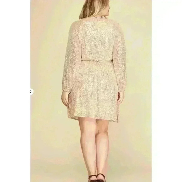NEW SHE + SKY long sleeve sequin dress plus in champagne - Picture 2 of 3